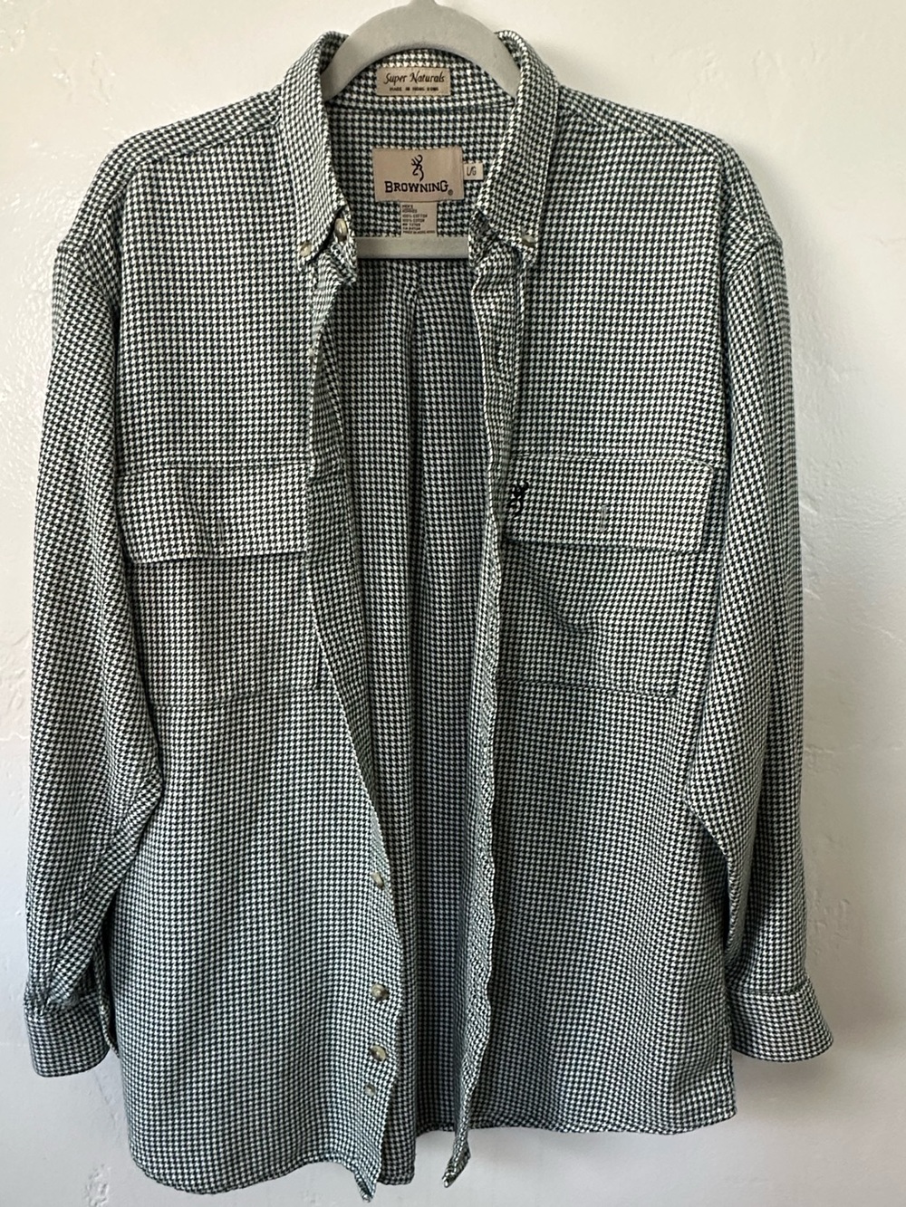 Browning Vintage Super Naturals Houndstooth Heavy Cotton Shacket Shirt L